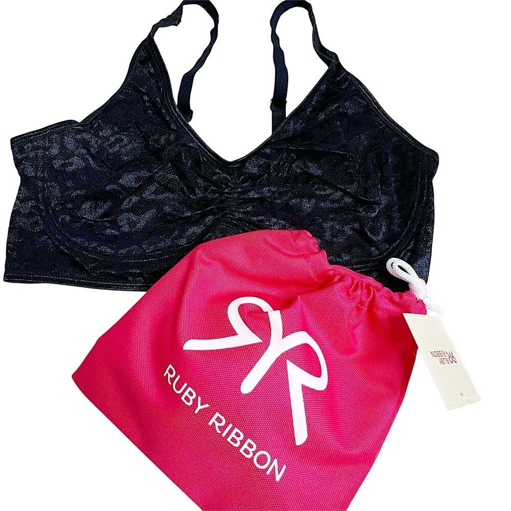 Ruby Ribbon Allure Sheer Demiette Bra Black Nwt Size 32